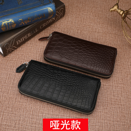 Matte Crocodile Belly Skin Genuine Leather Long Wallet High Quality Men's Wallet Men's Handbag