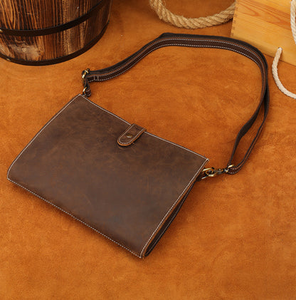 Men's Wallet Genuine Cowhide Leather Retro Crossbody Shoulder Bag Multifunctional Large Capacity Clutch Bag Men's Wallet 