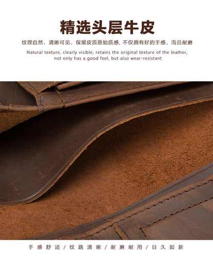 Men's long wallet made of cowhide genuine leather RFID anti-theft brush large capacity card bag for men 