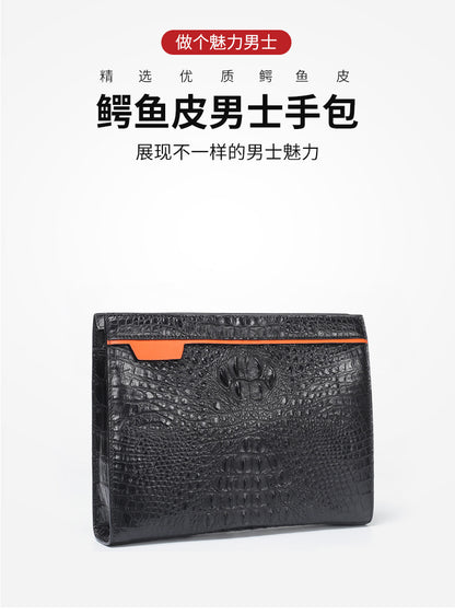 New type crocodile belly skin genuine leather men's handbag casual business large capacity card holder men's bag 