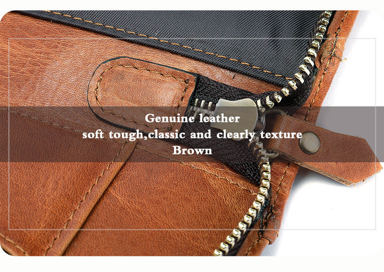 Men's clutch bag Genuine cowhide leather large capacity business zipper file bag Men's handbag 