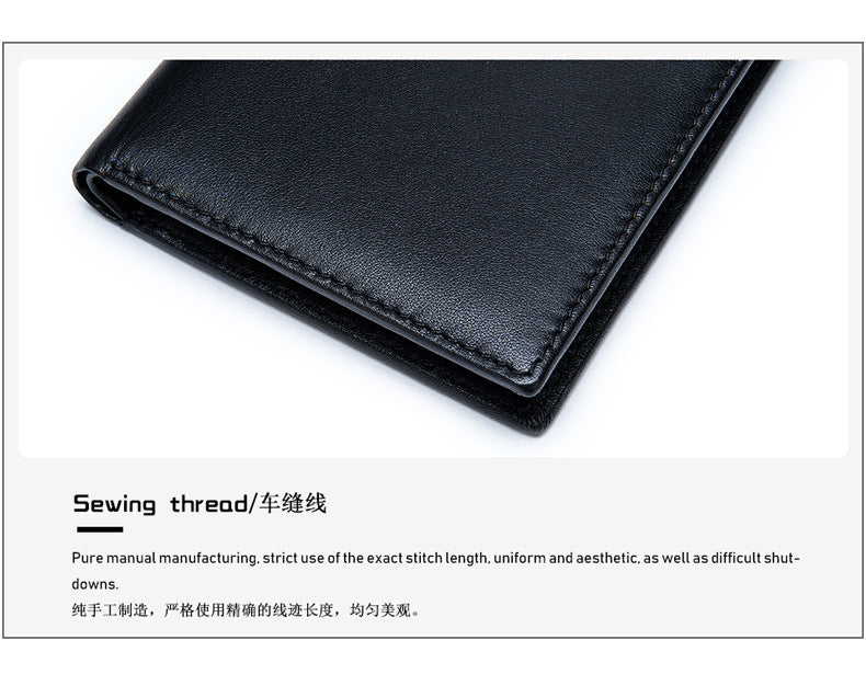 Men's Wallet Genuine Cow Leather Passport Card Holder Business Men's Wallet 