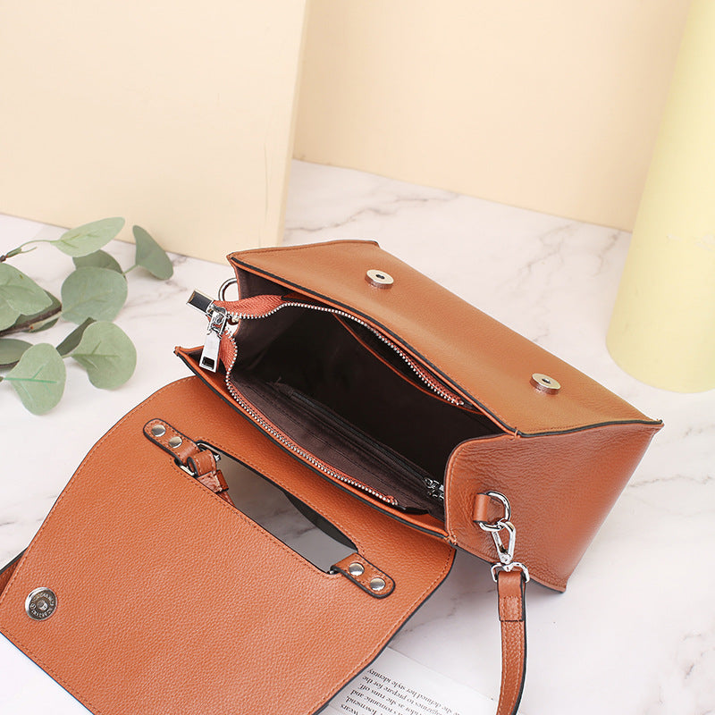 Women's handbags cowhide shoulder bags fashionable simple fashion that goes with anything