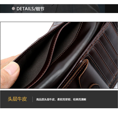 Men's long wallet, genuine cowhide leather, coin purse, card holder, business wallet for men 