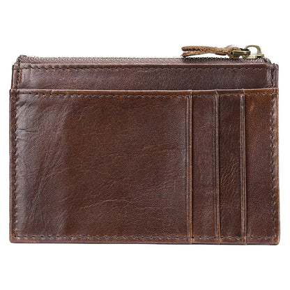 Men's wallet made of genuine cowhide leather, portable coin purse, anti-theft brush, card bag for men 