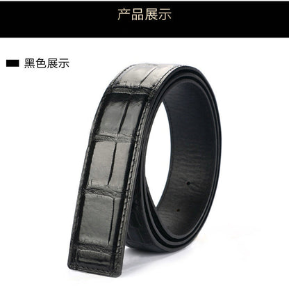 Crocodile skin belly skin without buckle men's belt genuine leather without splicing business casual plate buckle needle buckle men belt without buckle 