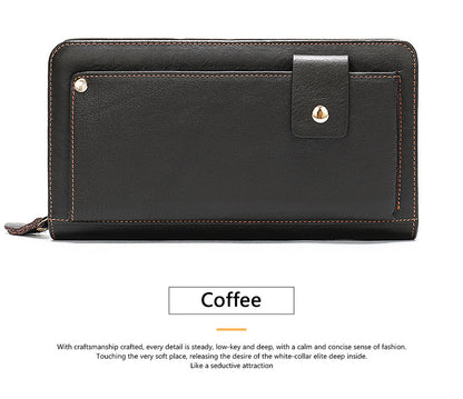 Men's long wallet cowhide clutch bag business casual fashion retro card holder men's wallet 