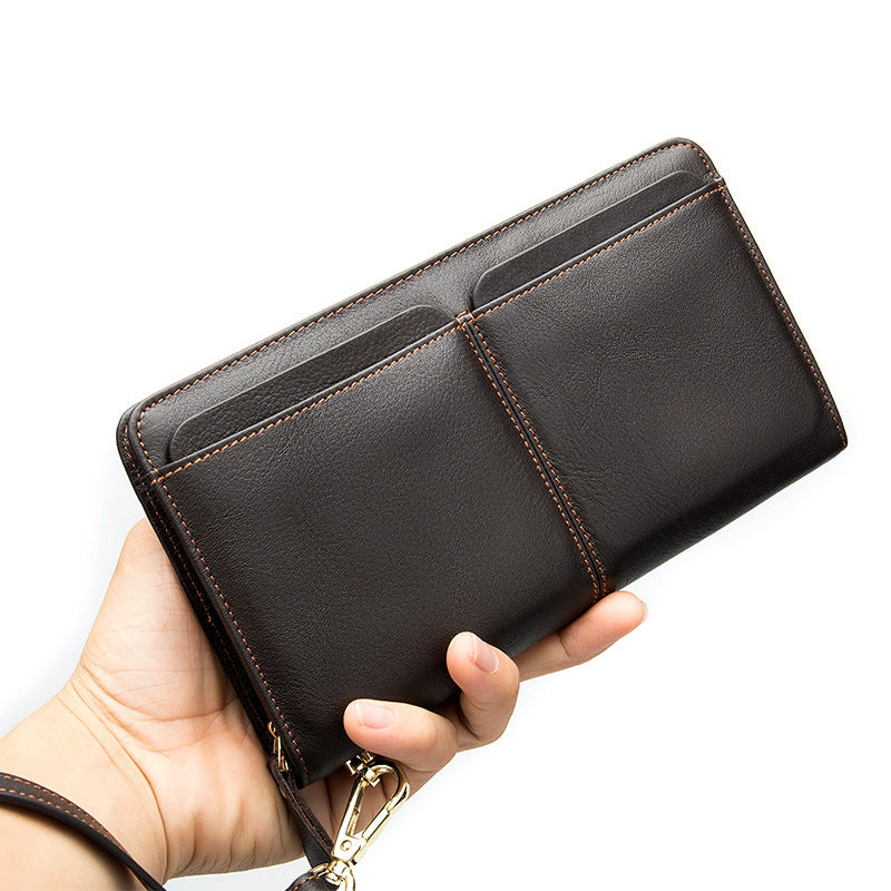 Men's long wallet cowhide clutch bag business wallet for men 