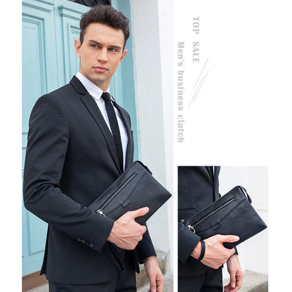 Men's Wallet Genuine Cowhide Leather Clutch Bag Business Large Capacity Wrist Bag Men's Handbag 