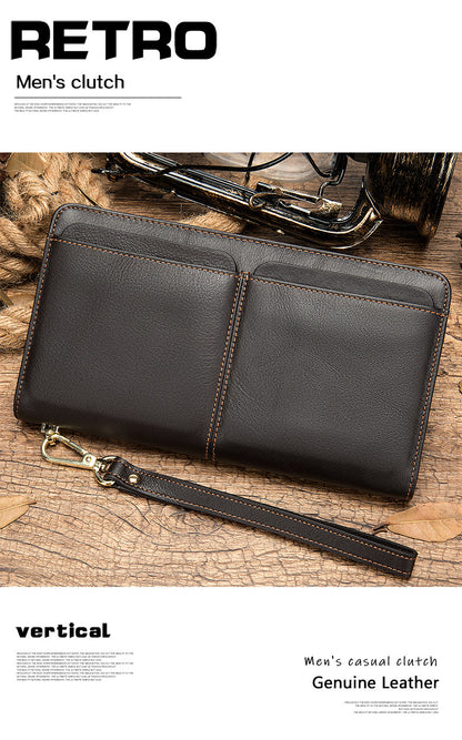 Men's long wallet cowhide clutch bag business wallet for men 