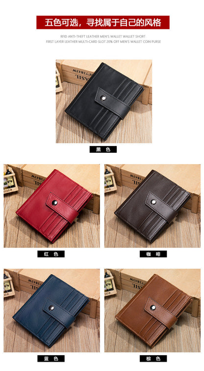 Men's Wallet Genuine Cowhide Leather Card Bag RFID Thin Men's Wallet