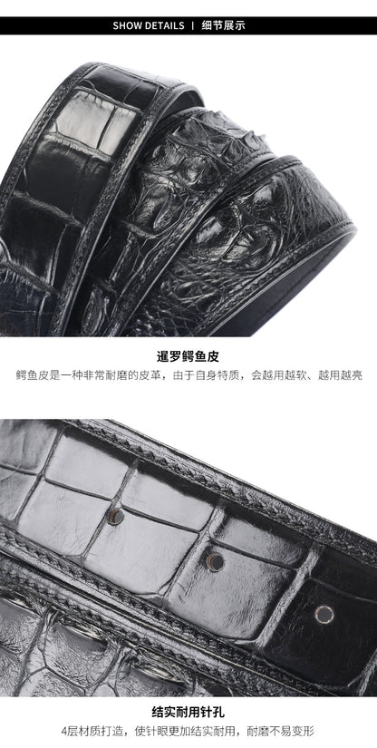 Crocodile Skin Men's Belt Fashion Plate Buckle Genuine Leather Men's Belt 