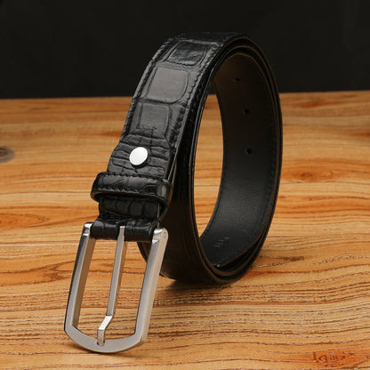 Crocodile skin belt genuine leather unisex 3.4cm casual belt 