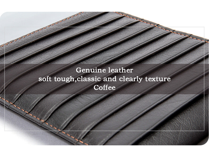 Men's long wallet made of genuine cowhide leather large capacity clutch bag Korean fashion unique zipper men's wallet 