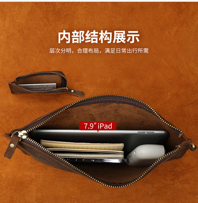 Men's long wallet large capacity retro mobile storage men's wallet clutch bag wrist bag 