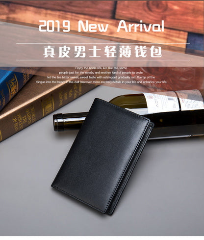 Men's Wallet Genuine Cow Leather Passport Card Holder Business Men's Wallet 