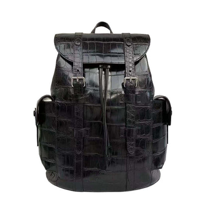 Crocodile Belly Skin Genuine Leather Men's Backpack Casual Fashion Travel Bag Double Shoulder Backpack