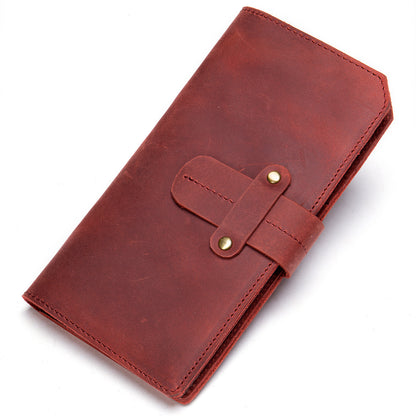 Men's long wallet made of cowhide genuine leather RFID anti-theft brush large capacity card bag for men 