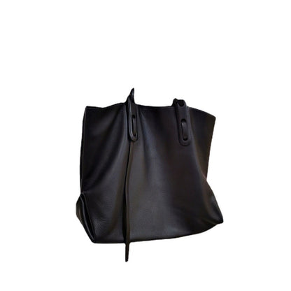 Magic pasting large capacity casual shopping bag cowhide bag one shoulder crush color bag