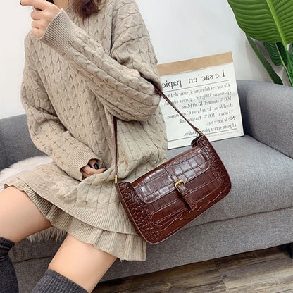 Crocodile pattern baguette bag underarm crossbody small square bag shoulder bag shoulder bag