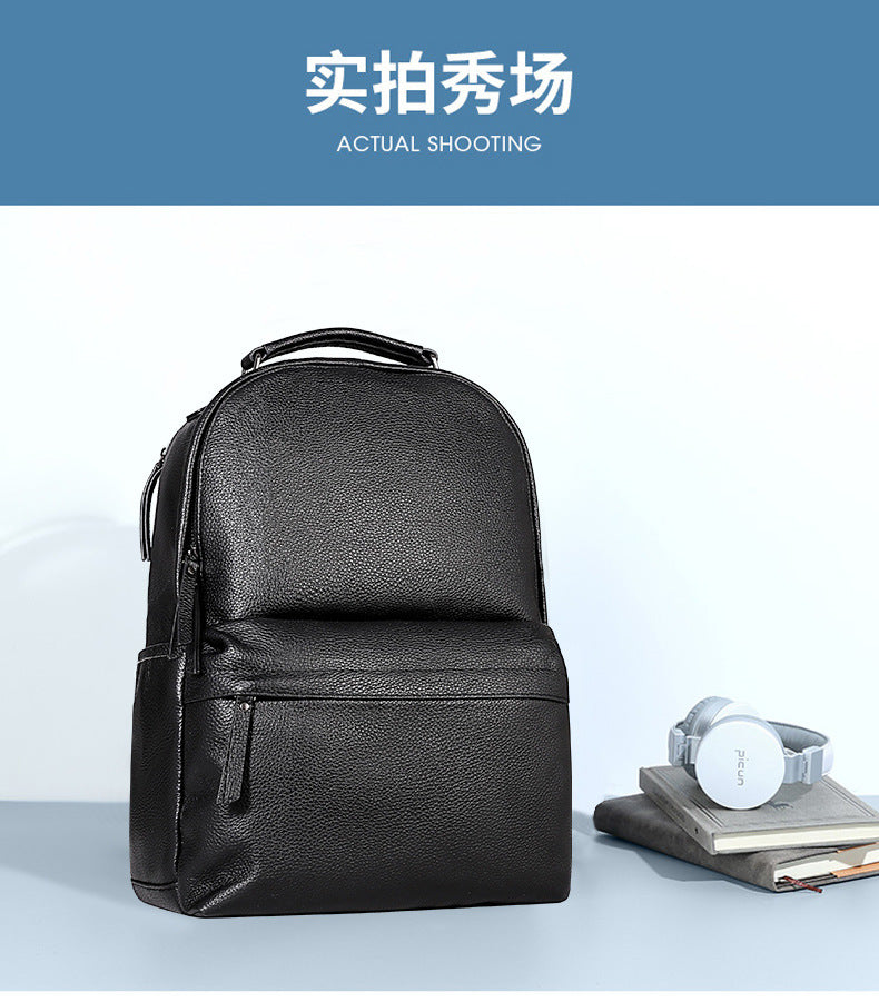 Men's backpack cowhide genuine leather high quality casual travel backpack 