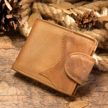 Men's Wallet, Cowhide, Genuine Leather, Thin Foldable, Coin Card Holder, Men's Wallet 