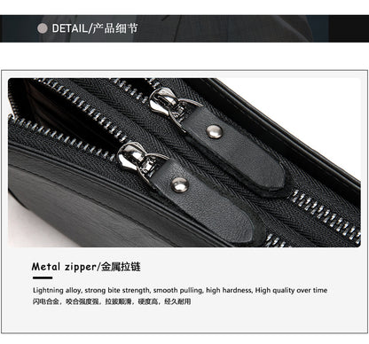 Men's long wallet genuine cowhide leather clutch bag business multifunctional zipper men's wallet 