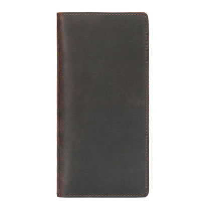 Men's long wallet made of genuine cowhide leather fashion retro clutch bag men's wallet card bag 