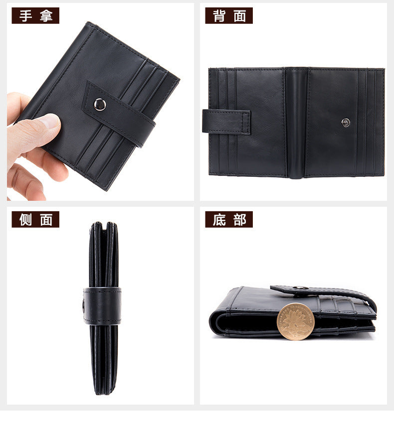 Men's Wallet Genuine Cowhide Leather Card Bag RFID Thin Men's Wallet