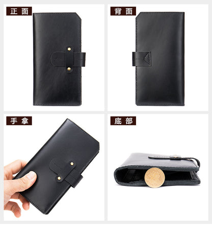 Men's long wallet made of cowhide genuine leather RFID anti-theft brush large capacity card bag for men 