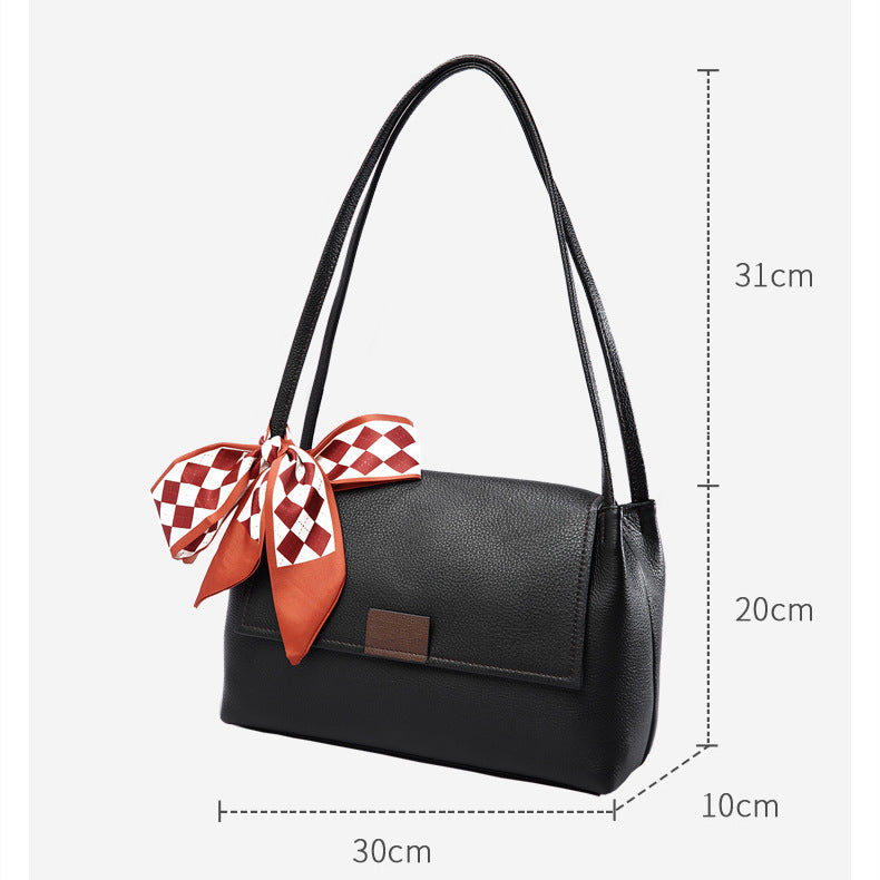 Genuine leather bag large capacity headrest cowhide ladies bag fashionable shoulder bag armpit bag