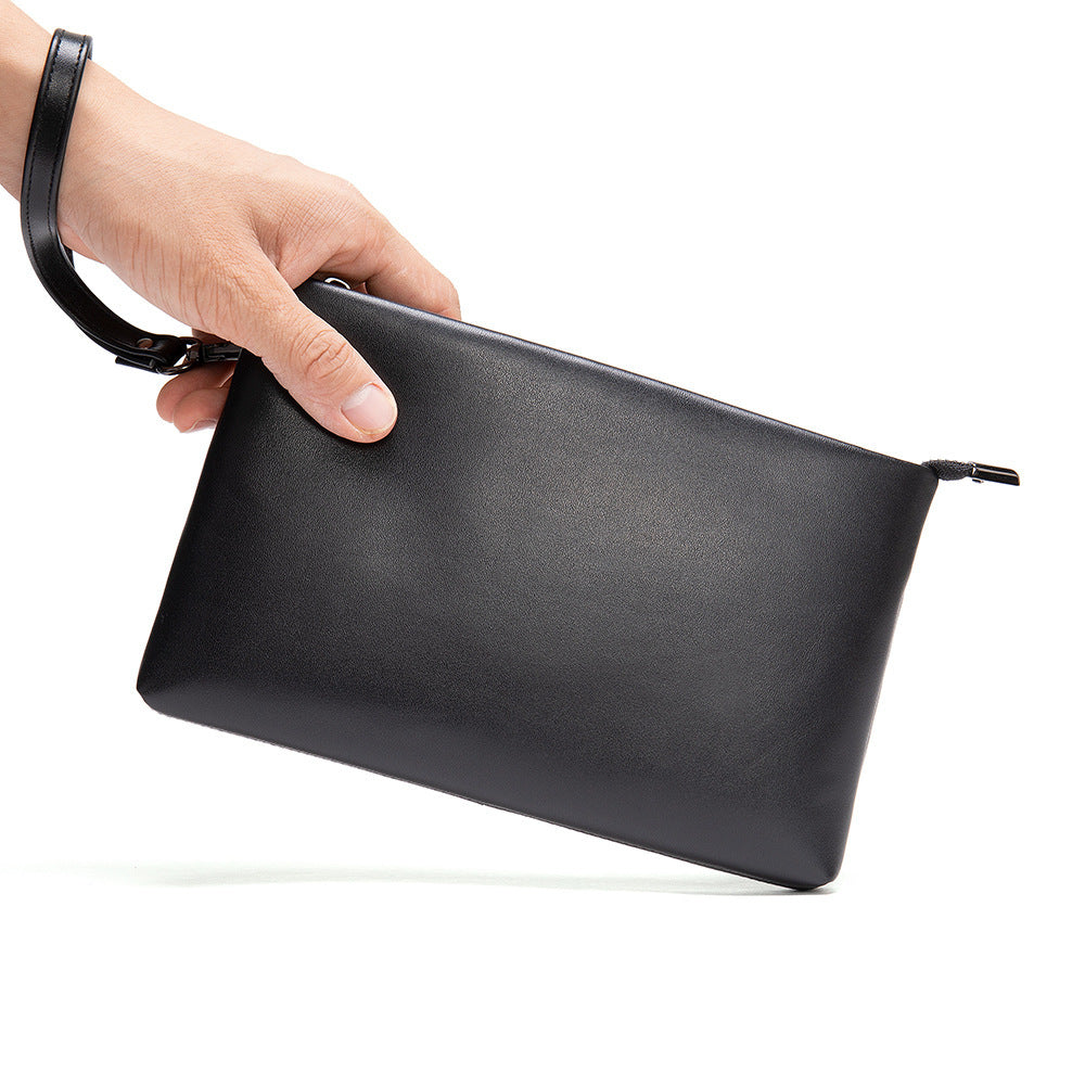 Men's wallet clutch bag made of cowhide genuine leather Korean fashion business soft leather large capacity wrist bag 