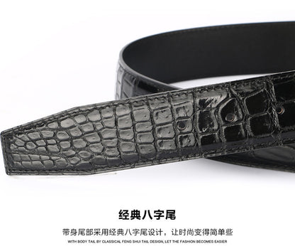 Crocodile skin belly skin without buckle men's belt genuine leather without splicing business casual plate buckle needle buckle men belt without buckle 