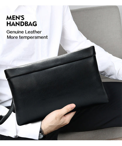 Men's clutch bag cowhide genuine leather Korean fashion business large capacity men's handbag 