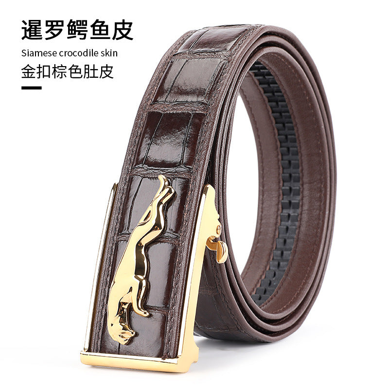 Men's Belt Siamese Crocodile Skin Genuine Leather Automatic Buckle Casual Men's Belt 