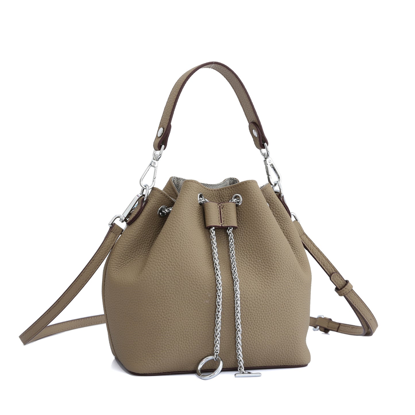 Cowhide Casual Bucket Bag Genuine Leather Women's Bag Band Genuine Shoulder Bags Shoulder Bag