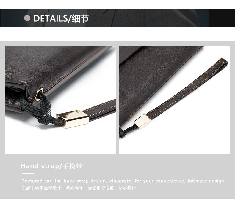 Men's Long Wallet Retro Genuine Cowhide Leather Large Capacity Card Holder RFID Anti-Theft Business Clutch Bag 