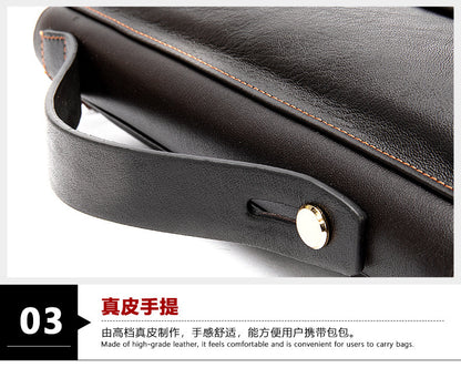 Men's long wallet card holder RFID anti-theft brush cowhide genuine leather zipper men's wallet 