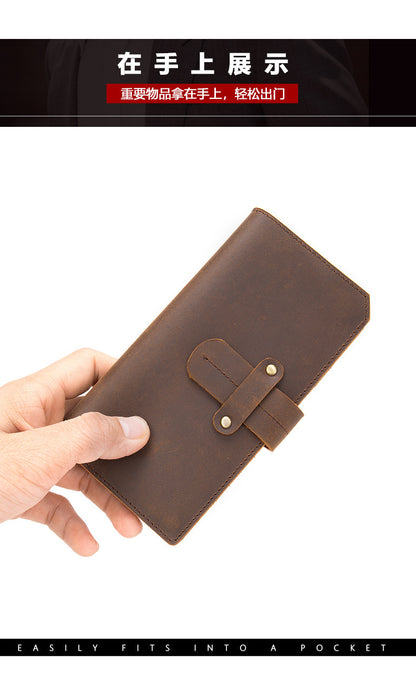 Men's long wallet made of cowhide genuine leather RFID anti-theft brush large capacity card bag for men 