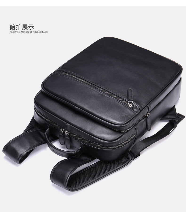 Men's backpack genuine cowhide leather business large capacity off-road travel computer bag 