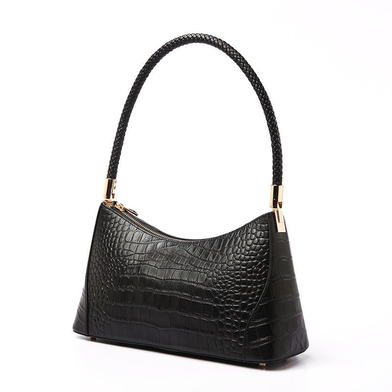 Genuine leather ladies one shoulder armpit bag luxury crocodile pattern cowhide shoulder bag goes with anything