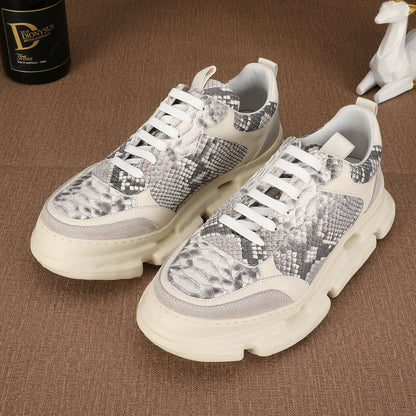 Python Skin Men's Casual Shoes Fashion Platform Men Shoes 