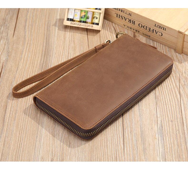 Men's Wallet Genuine Cow Leather Wallet Fashion Large Capacity Clutch Bag for Men 