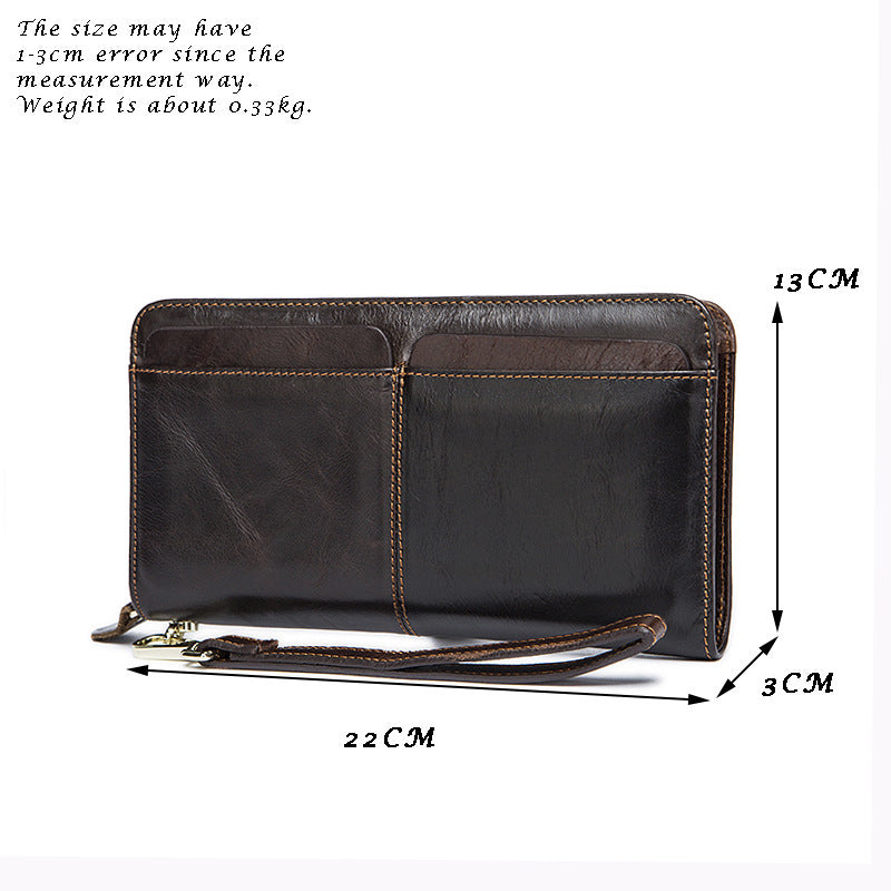 Men's long wallet cowhide clutch bag business wallet for men 