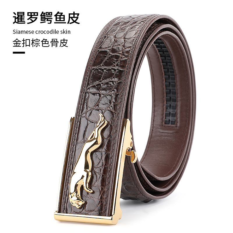 Men's Belt Siamese Crocodile Skin Genuine Leather Automatic Buckle Casual Men's Belt 