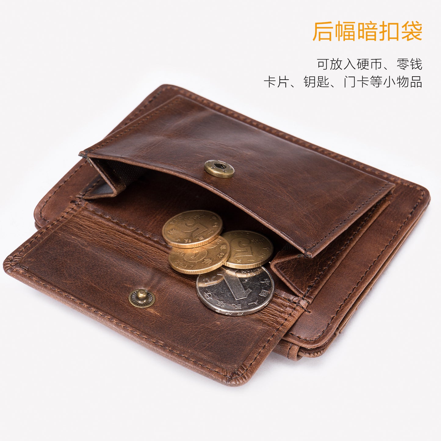 Men's Wallet Genuine Cow Leather Large Capacity Card Bag Retro Card Holder Men's Wallet 