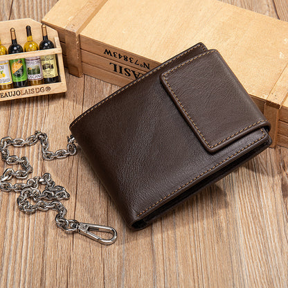 Men's short wallet genuine cowhide leather retro multifunctional men's wallet 