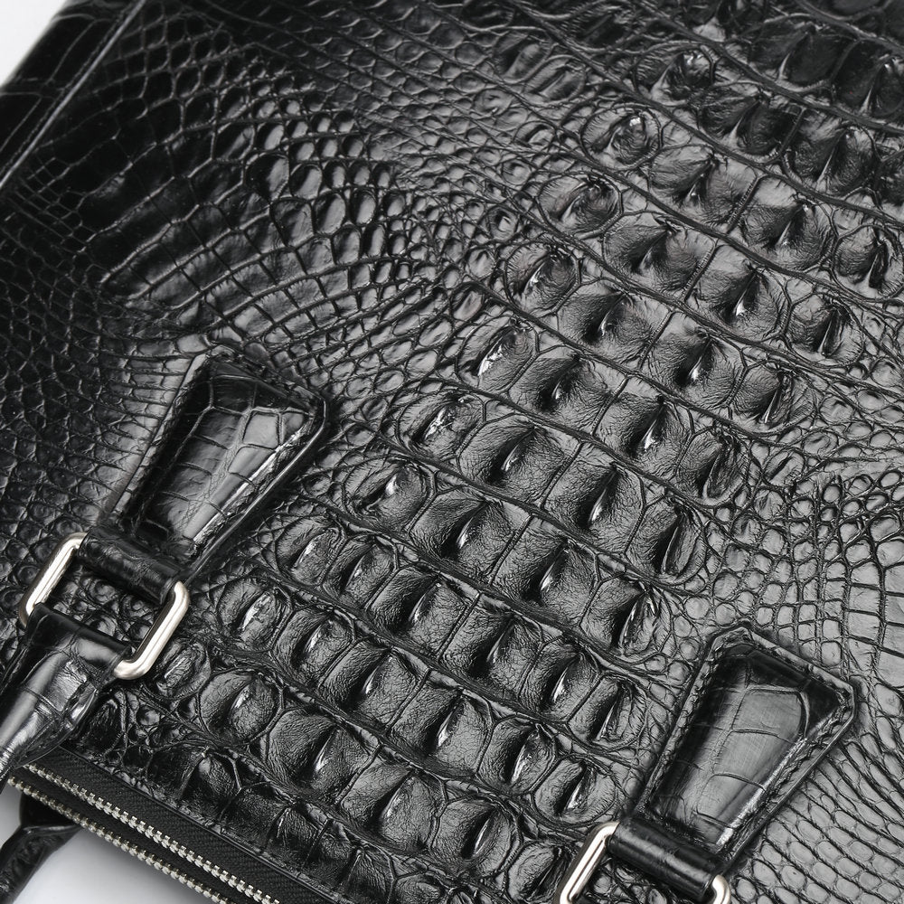 Thai Crocodile Skin Men's Briefcase Genuine Leather Double Zipper Large Capacity Business Bag Office Handbag