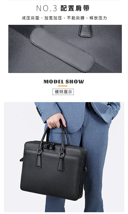 Men's handbag genuine cowhide leather office business commuting men's computer bag handbag 