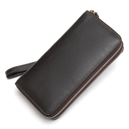 Men's long wallet double zipper card bag coin purse card holder business wallet for men 